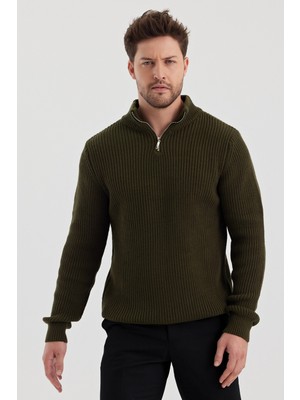 Tarz Cool Erkek Oversize Fermuarlı Balıkçı Triko Kazak