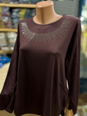 TCR Kadın Taşlı Nakışlı Penye Bluz