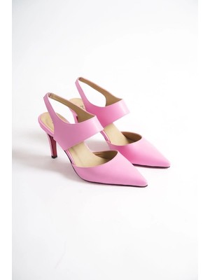 Ayakkabı Ateşi Pembe Cilt Kadın Ince Topuklu Ayakkabı Stiletto Tamara