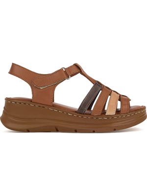 Ziya, Kadın Hakiki Deri Konfor Sandalet 1611051Z016 Taba