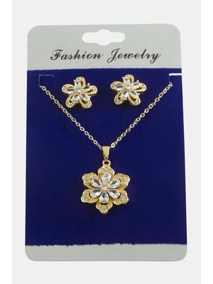 Ronanna Papatya Zirkon Taşlı Set Kolye