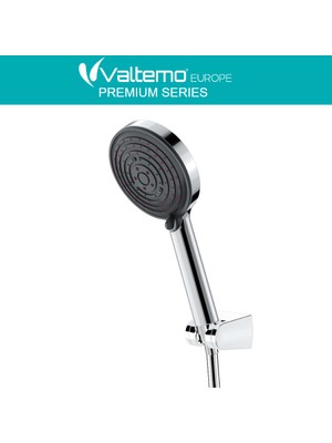 Türkiye Nalbur Valtemo Selfio Kireç Kırıcılı El Duşu Seti Krom-Siyah Neoflex Pvc Hortumlu (7624)