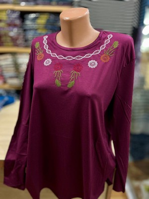 TCR Kadın Nakışlı Işlemeli Viskon Penye Bluz