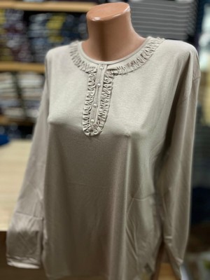 TCR Kadın Düğme Detay Fırfırlı Viskon Penye Bluz