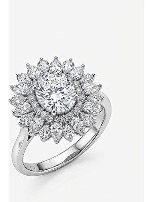 Leifa Jewelry Mozanit Taşlı 925 Ayar Gümüş Kar Tanesi Tasarım Kolye (Rodyum Kaplama)