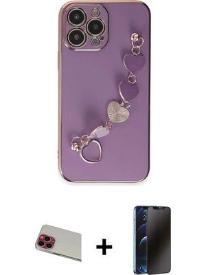 Cepte Toptan iPhone 13 Pro Max Nova Işık Prime - Siyah 3D Antistatik Hayalet Cam Ekran Koruyucu + Kırmızı Rainbow Kamera Lens Koruma Cam