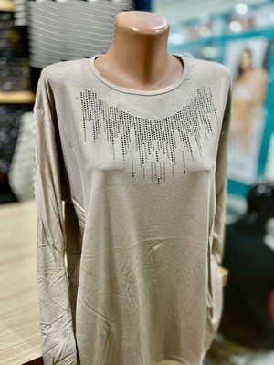 TCR Kadın Taşlı Nakışlı Penye Bluz