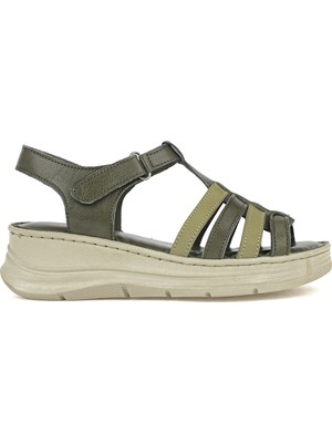 Ziya, Kadın Hakiki Deri Konfor Sandalet 1611051Z016 Yeşil