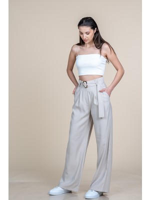 MissVina Kuşak Kemerli Palazzo Modal Yüksek Bel Pantolon 30372