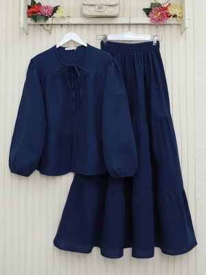 Modamorfo V Yaka Bağcıklı Düğmeli Müslin Gömlek -Laci