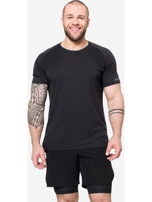 Decathlon Domyos Erkek Kısa Kollu Cross Training Tişörtü - Siyah/gri - Celliant