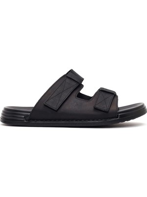 Derimod Erkek Siyah Bantlı Nubuk Deri Terlik 26SFD6258V3