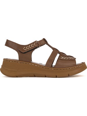 Ziya, Kadın Hakiki Deri Konfor Sandalet 1611051Z110 Fındık