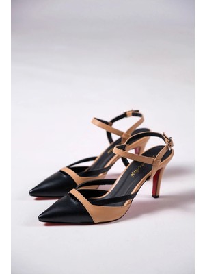 Ayakkabı Ateşi Siyah Cilt Nude Cilt Kadın Özel Tasarım Topuklu Ayakkabı Stiletto Dixie