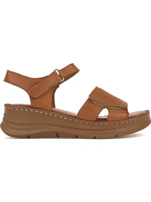 Ziya, Kadın Hakiki Deri Konfor Sandalet 1611051Z7110 Taba