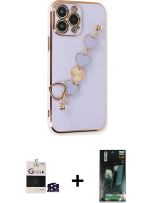 iPhone 14 Pro Max Nova Işık Prime - Şeffaf 360 Full Body Arka Koruyucu + Derin Mor Bilvis Titan Kamera Lens