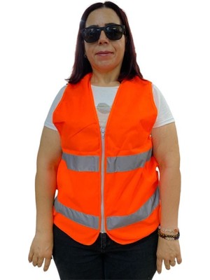 Nil Avm Fermuarlı Turuncu Ikaz Yeleği Xl Beden 59 cm