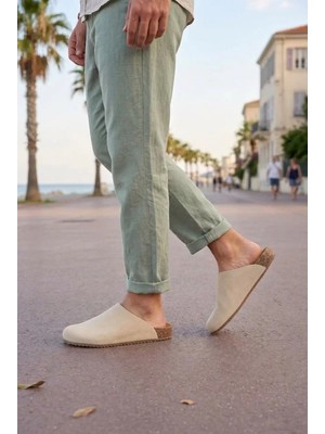 Ebrus Trend JET0556 Ravn Bağcıksız Hakiki Süet Erkek Günlük Mantar Taban Loafer Klasik Ayakkabı Hdmt - Krem