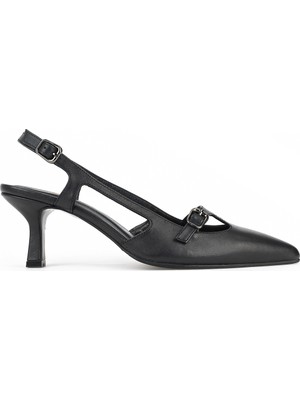 Ziya, Kadın Hakiki Deri Topuklu Ayakkabı 1611030Z2624 Siyah