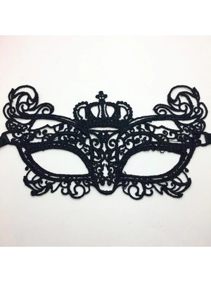 Siyah Dantel Işlemeli Balo Maskesi 9 No