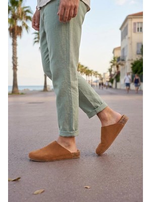 Ebrus Trend JET0556 Ravn Bağcıksız Hakiki Süet Erkek Günlük Mantar Taban Loafer Klasik Ayakkabı Hdmt - Taba