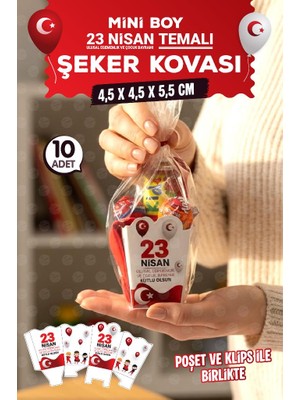 Tuğset Etiket 23 Nisan Hediye Şeker Kovası Bayram Hediyesi  Kutusu Poşeti ve Klipsi 10 Ar ADET-T1569
