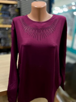 TCR Kadın Taşlı Nakışlı Penye Bluz