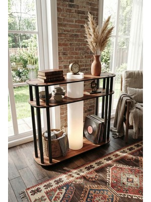 Feyza Design Dekoratif Dresuar ve Lambader Kombini - Kahverengi