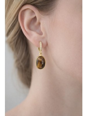 Feyz Tasarım Feyz Amber Kaplan Gözü Küpe