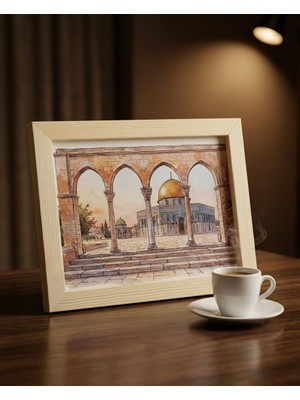 Zaytoon Kudüs Kubbetüs Sahra Mescid-I Aksa Dekoratif Tablo 15X20 cm Ahşap Çerçeveli Masaüstü ve Duvar