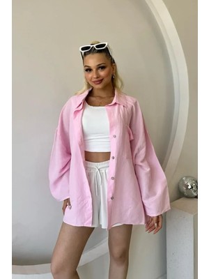 Fehu Bloom Pembe Tek Cepli Salaş Gömlek