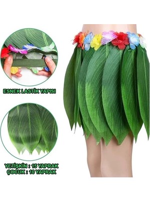Tropikal Esintili Hawaii Yapraklı Parti Eteği Yetişkin Boy