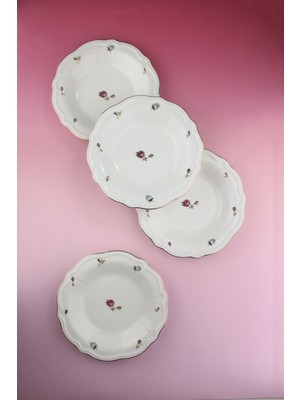 Bursa Porselen Dekor Angela Altın Yaldızlı 4 Parça Porselen Yemek Tabağı