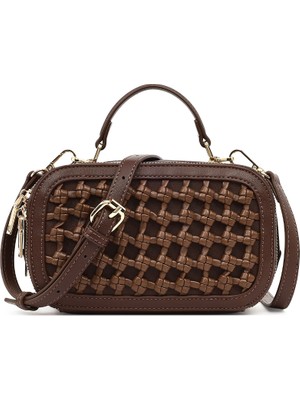 Derimod Kadın Kahverengi Örgülü Çapraz Çanta 26SBD281829