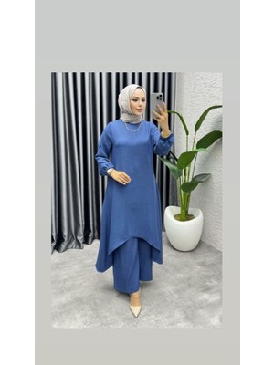 Golda Dress Kadın  Keten Ikili Takım Indigo