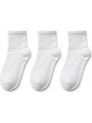 QUALITY WALKING 3'lü Dikişsiz Pamuklu Yarım Tenis Çorap Günlük ve Spor Kullanıma Uygun