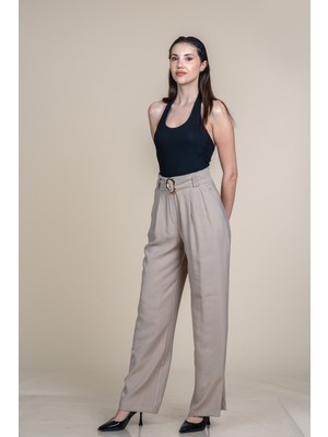 MissVina Kuşak Kemerli Palazzo Modal Yüksek Bel Pantolon 30372