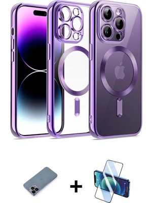 Cepte Toptan iPhone 12 Pro Nova Işık Özel Seri - Siyah 3D Antistatik Seramik Nano Ekran Koruyucu + Siyah Shine Kamera Lens Koruma Cam