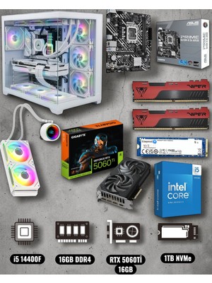 Symoon I5 14400F 16GB Ram 1tb Nvme Rtx 5060Tİ 16GB Ekran Kartlı Gameload Onxy Akvaryum Kasalı Gaming Pc