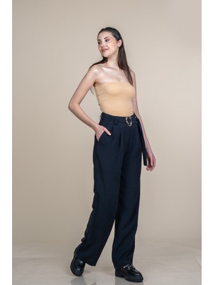 MissVina Kuşak Kemerli Palazzo Modal Yüksek Bel Pantolon 30372