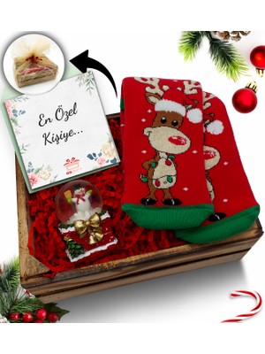 As Gift Mini Kasa Içerisinde Kar Küresi & Yılbaşı Çorabı Hediye Seti