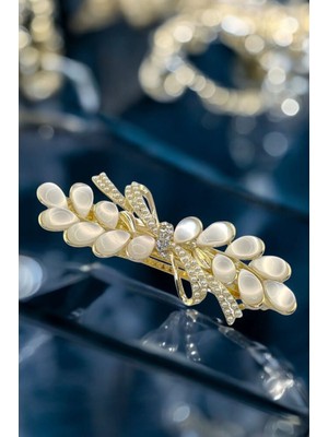 RALBAX Saponaire El Yapımı Fiyonk Saç Tokası – Inci Kristal Düğün Nişan Davet Hediye Zarif Kadın Aksesuarı