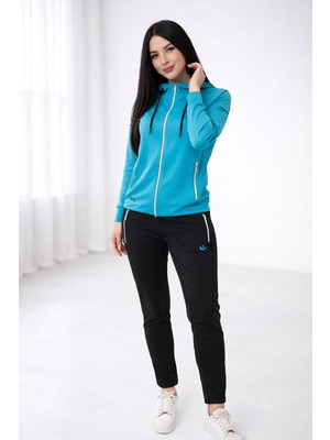 Wera Yeni Sezon, Dalgıç Kumaş, Kapüşonlu ,fermuarlı Bayan Eşofman Takımı