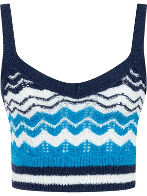 Çizgili Askılı Crop Bluz