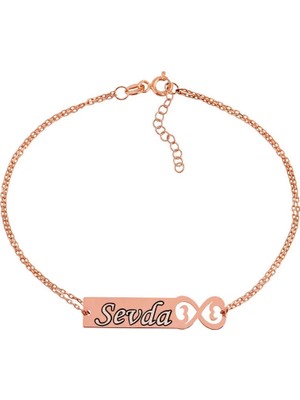 Inure Jewelry Gümüş Rose Kişiye Özel Sonsuzluk İsimli Bayan Bileklik