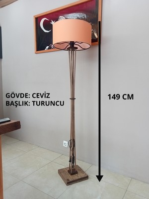 Balsa Dekor Ahşap Lambader Ceviz Turuncu