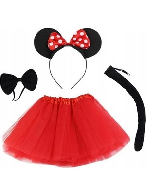 Minnie Mouse Kostüm Seti - Etek, Taç, Kuyruk, Papyon