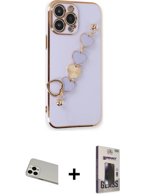 iPhone 13 Pro Max Nova Işık Prime - Siyah Bilvis Hayalet Cam Ekran Koruyucu + Beyaz Rainbow Kamera Lens Koruma Cam