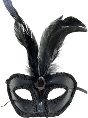 Rugan Kaplama Kırmızı Tüylü Parti Maskesi