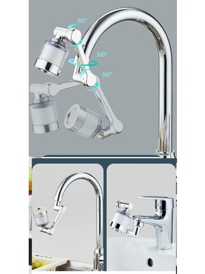 Uslucan Alışveriş Filtreli Kireç Hapsedici Robotik Kol Musluk Başlığı - Mutfak Banyo Musluk Uzatma Aparatı Ucu